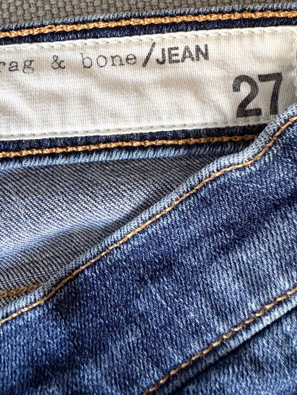 rag & bone Skinny Jeans in Blue with Gold Stitching Phoenicia 27
